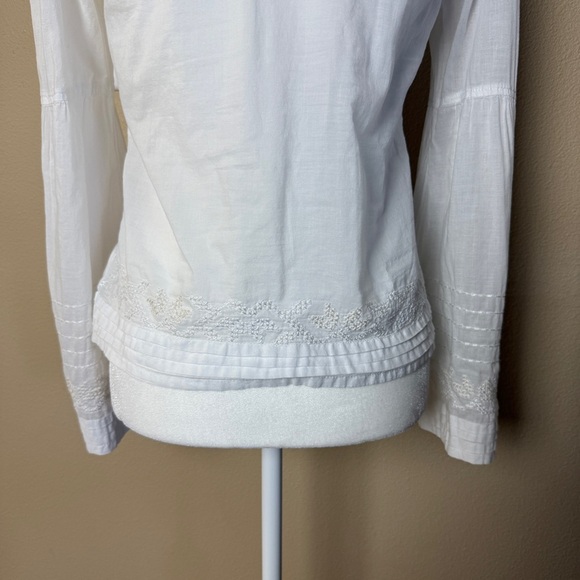 Monoreno White Embroidered Peasant Boho Blouse- Small - Picture 8 of 9